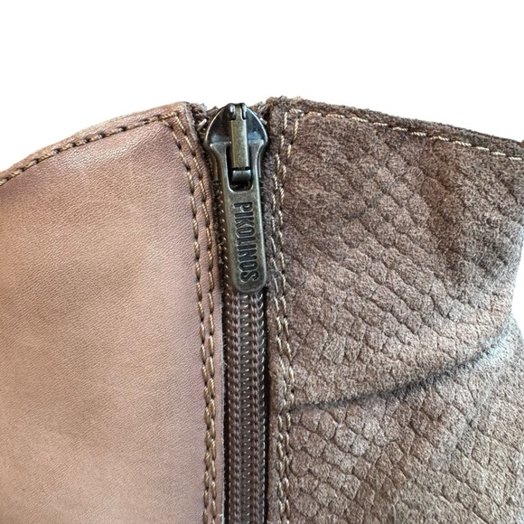 Pikolinos Ankle Boots EU 38 US 8 Leather Suede Tan Block Heel Made in Spain S1 - Picture 8 of 14